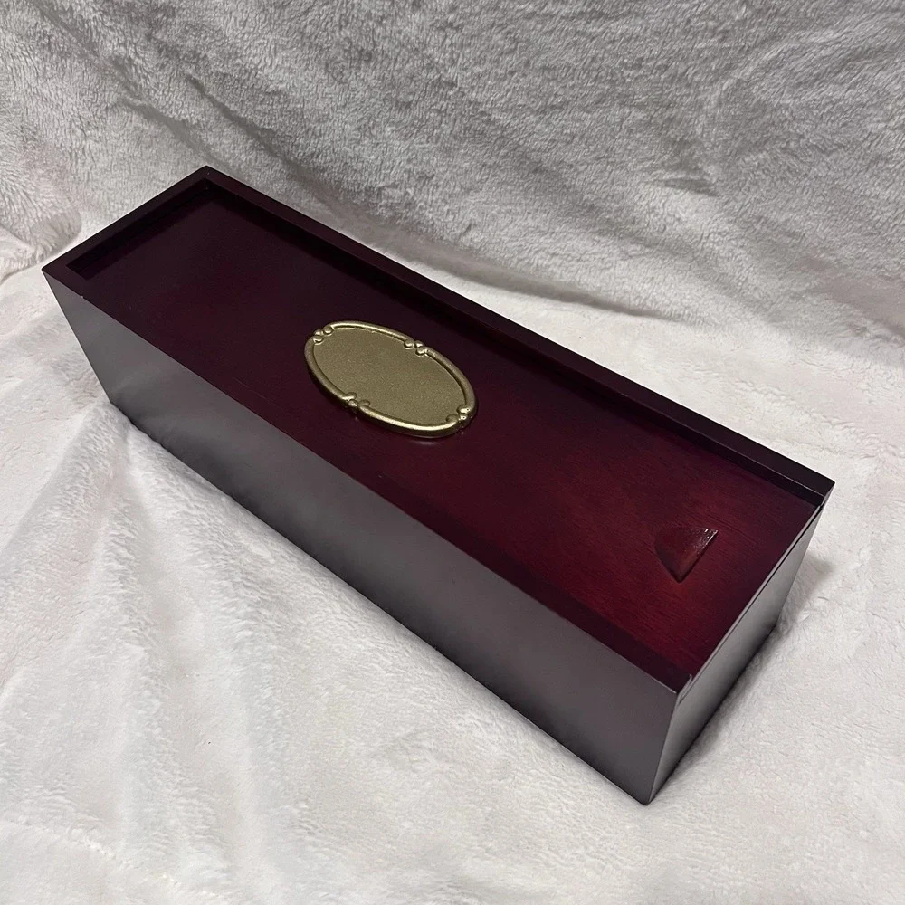 Antique Vintage‎ Asian Wood Sliding Top Box Cherry Red 14.75